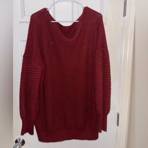 Cozy Maroon Knit Sweater Dress
